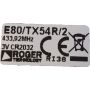 Remote Roger E80TX54R2 label